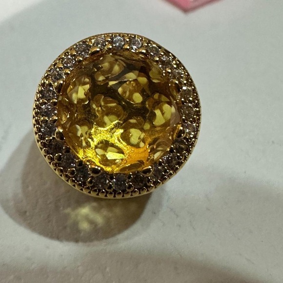 AUTHENTIC PANDORA GOLDEN FASCETED GOLD PLATED MURANO GLASS CHARM , RETIRED - Picture 6 of 6